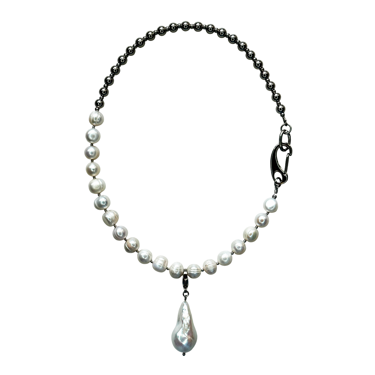Pearl and Steel Choker with Removable Pendant