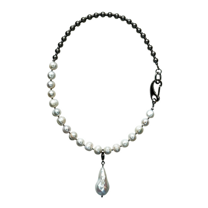Pearl and Steel Choker with Removable Pendant