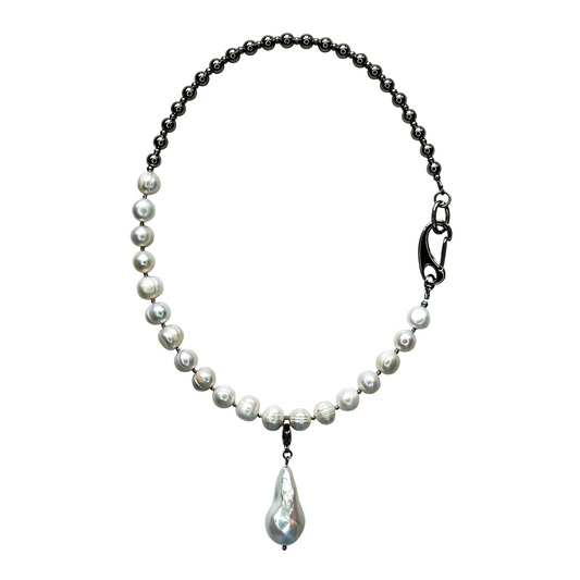 Pearl and Steel Choker with Removable Pendant