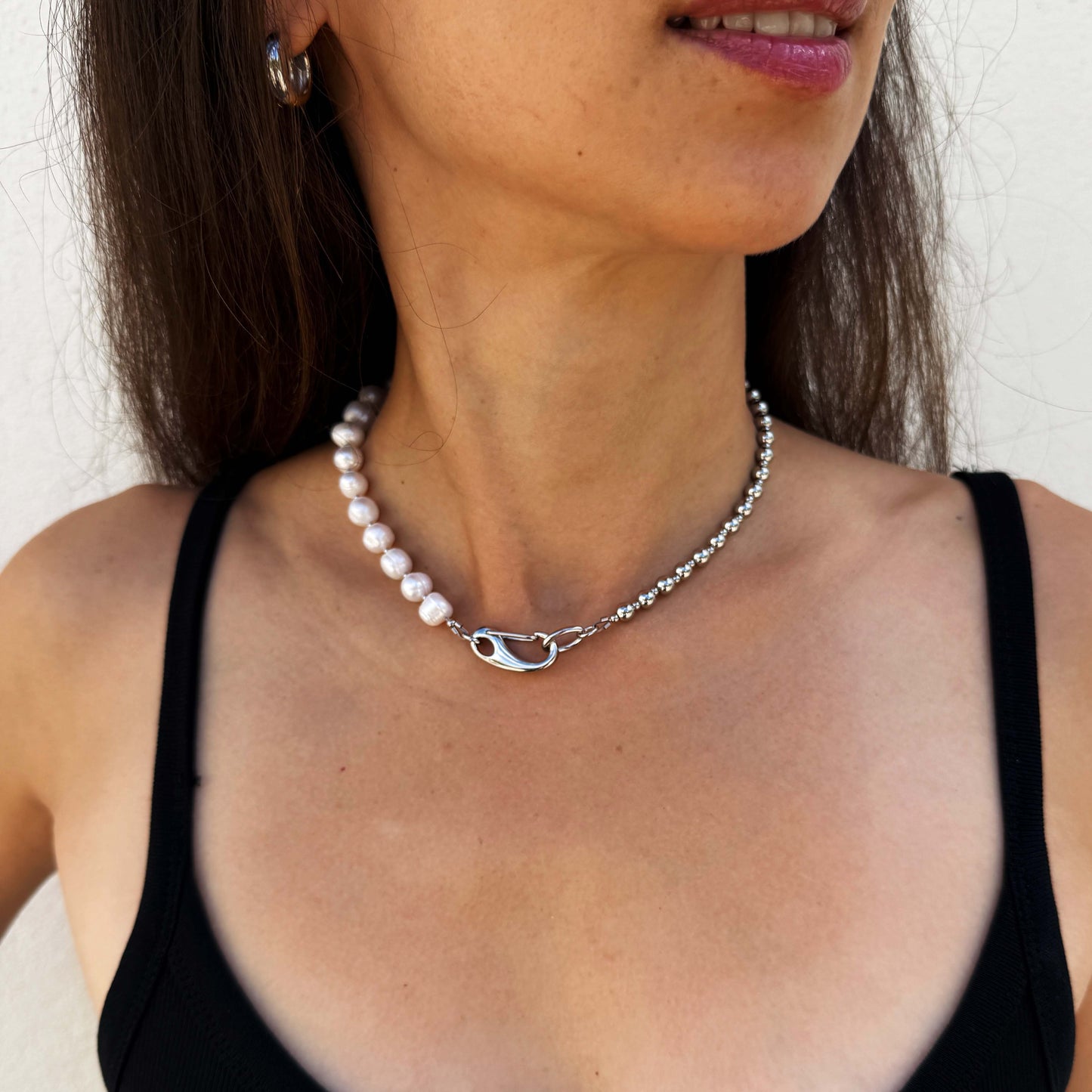 Pearl and Steel Choker with Removable Pendant