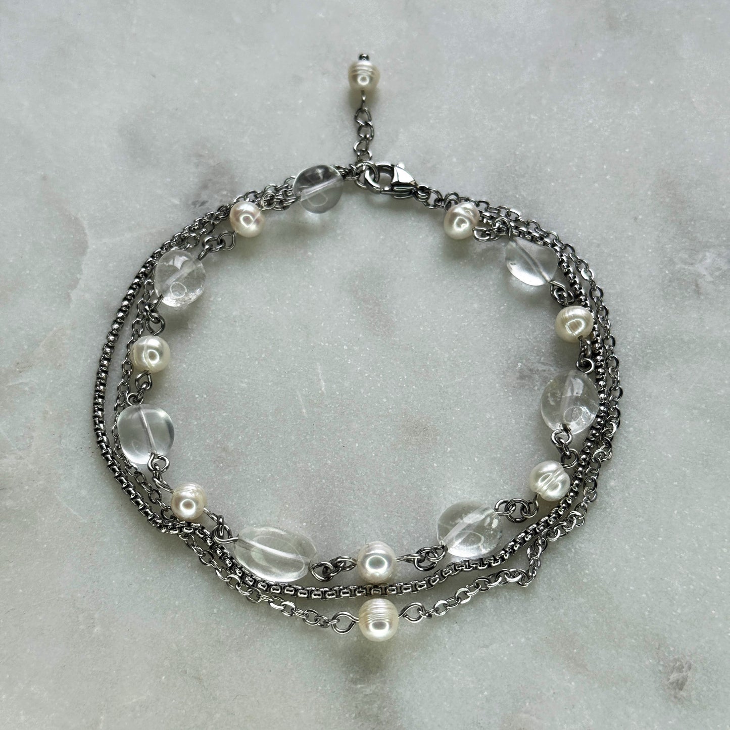 Pearl and Rhinestone Anklet