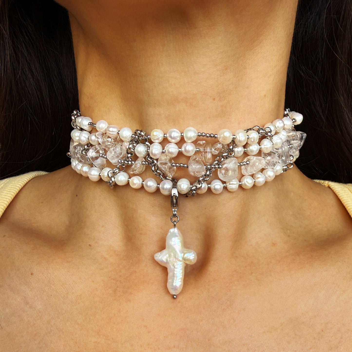 Pearl and Rock Crystal Choker