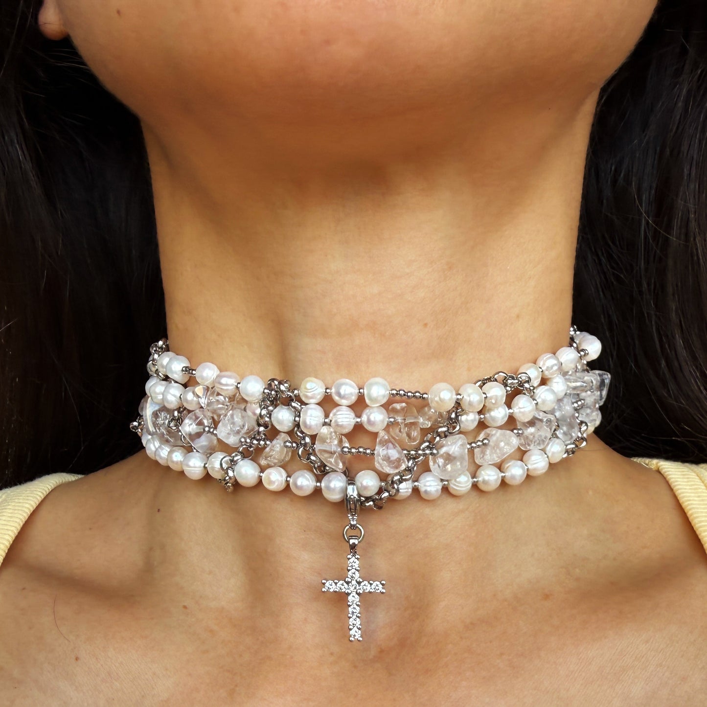 Pearl and Rock Crystal Choker