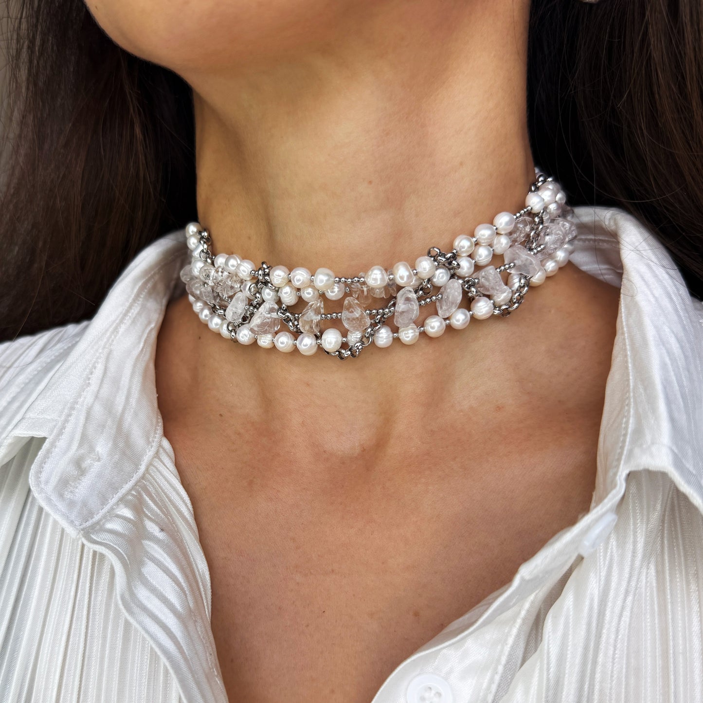 Pearl and Rock Crystal Choker