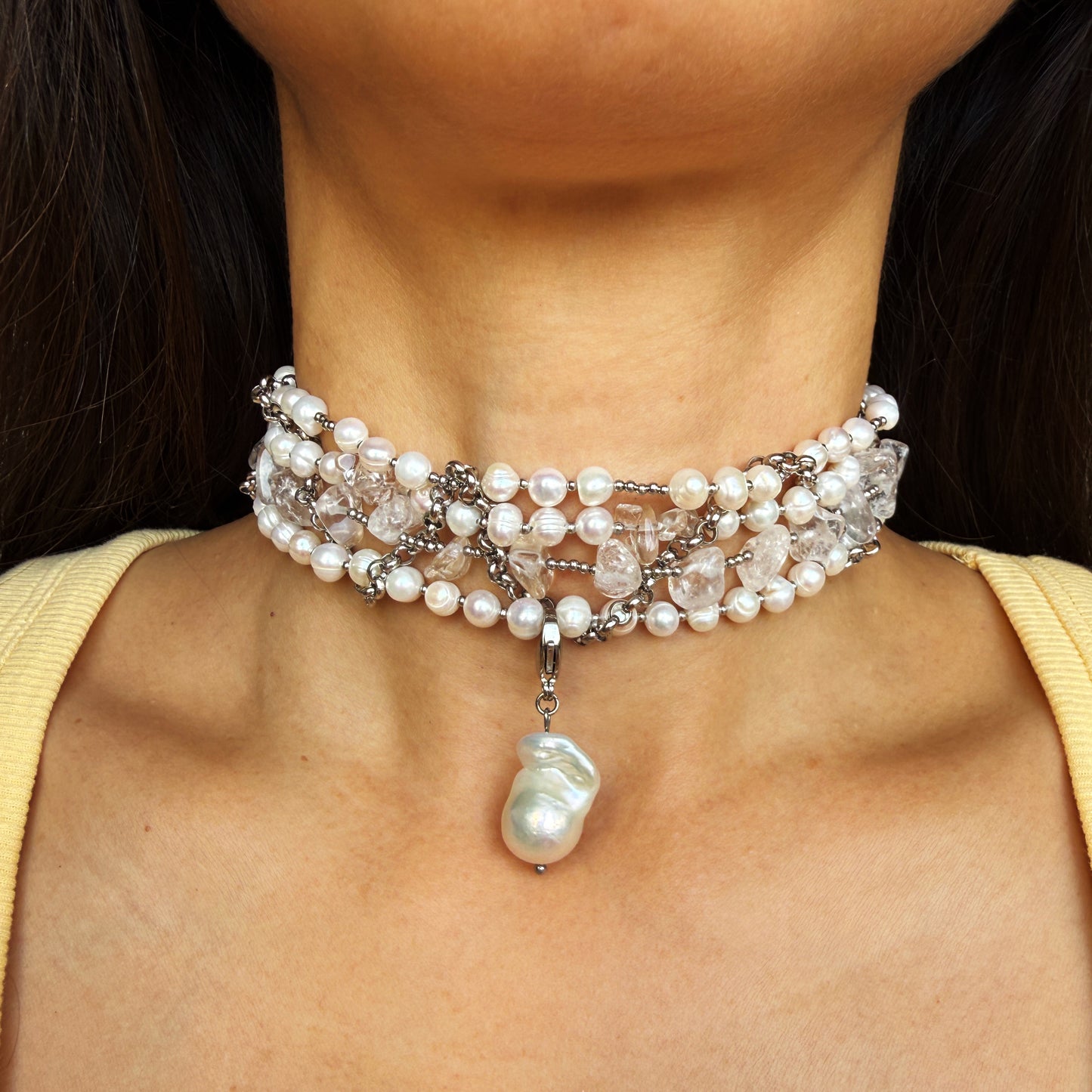 Pearl and Rock Crystal Choker