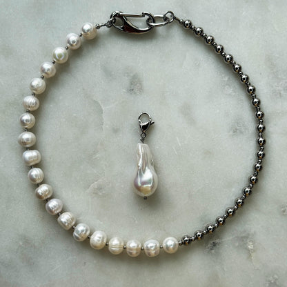 Pearl and Steel Choker with Removable Pendant