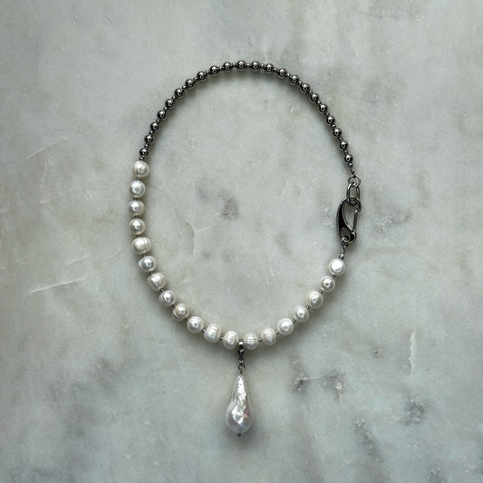 Pearl and Steel Choker with Removable Pendant