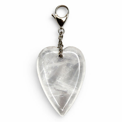 Pendant With Carabiner - Heart From Rock Crystal