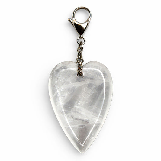Pendant With Carabiner - Heart From Rock Crystal