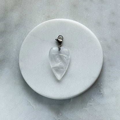 Pendant With Carabiner - Heart From Rock Crystal