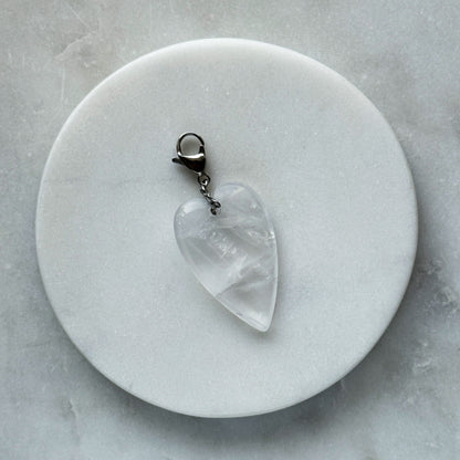 Pendant With Carabiner - Heart From Rock Crystal