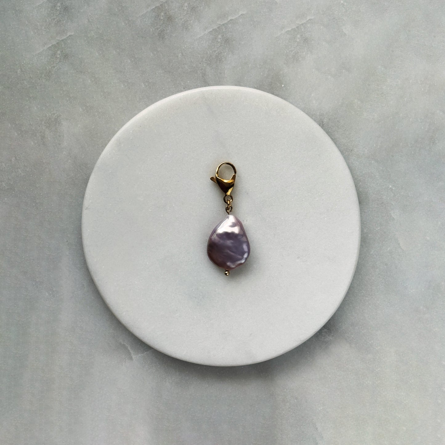 Pink Pearl Drop And Gold Carabiner