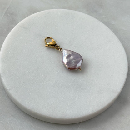 Pink Pearl Drop And Gold Carabiner
