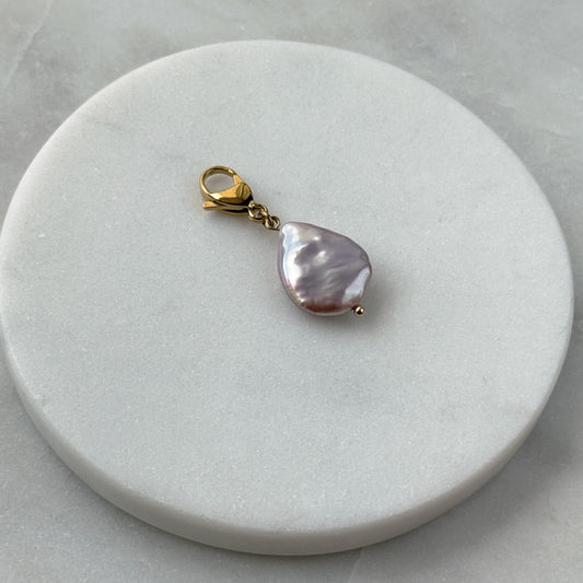 Pink Pearl Drop And Gold Carabiner