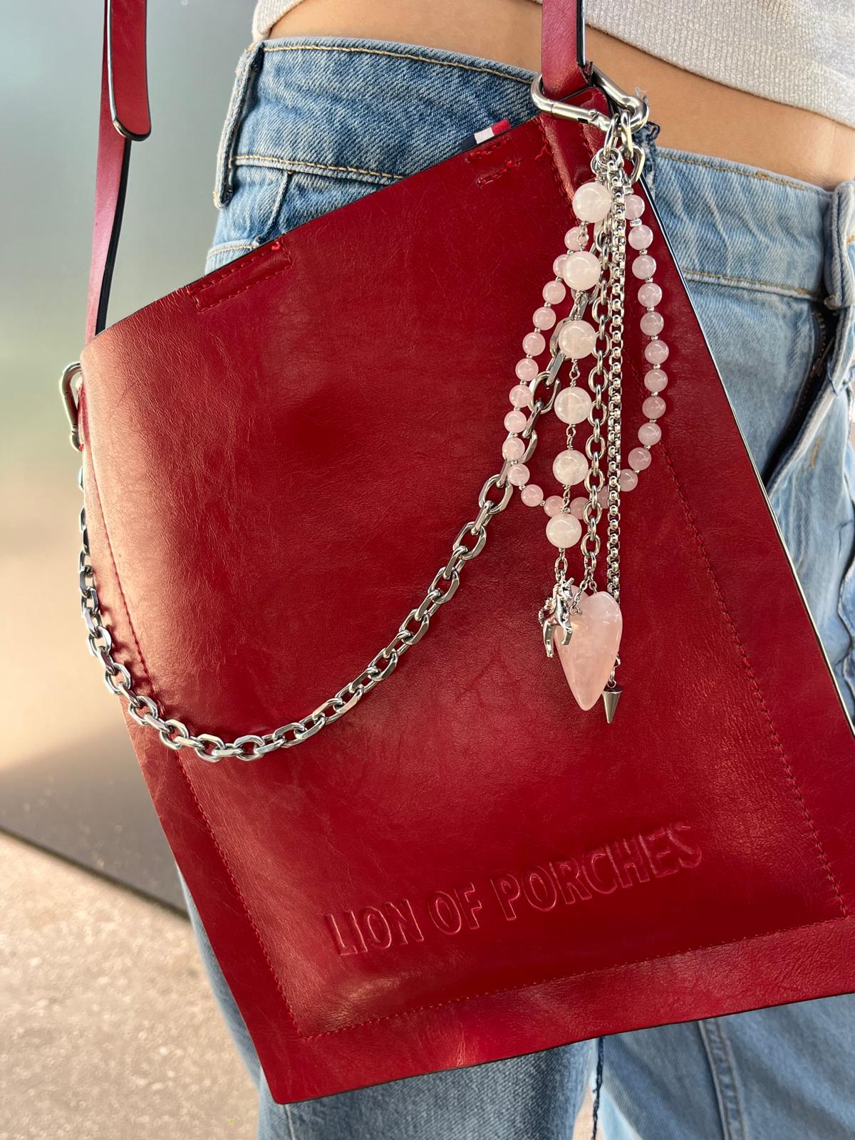 Pink Quartz Bag Charm