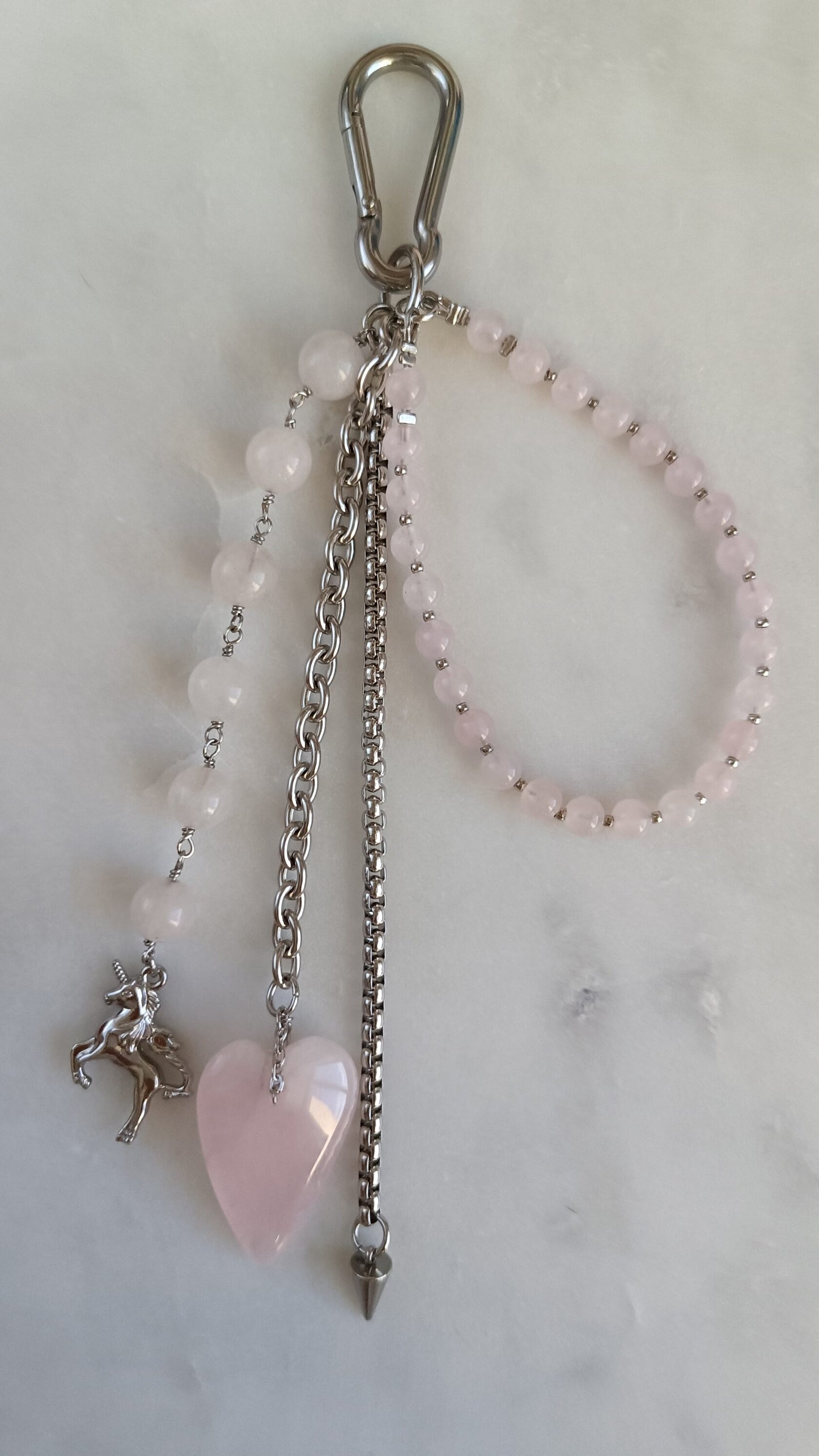 Pink Quartz Bag Charm