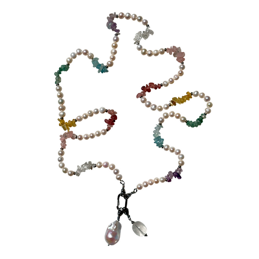 Rainbow Pearl Chakra Necklace