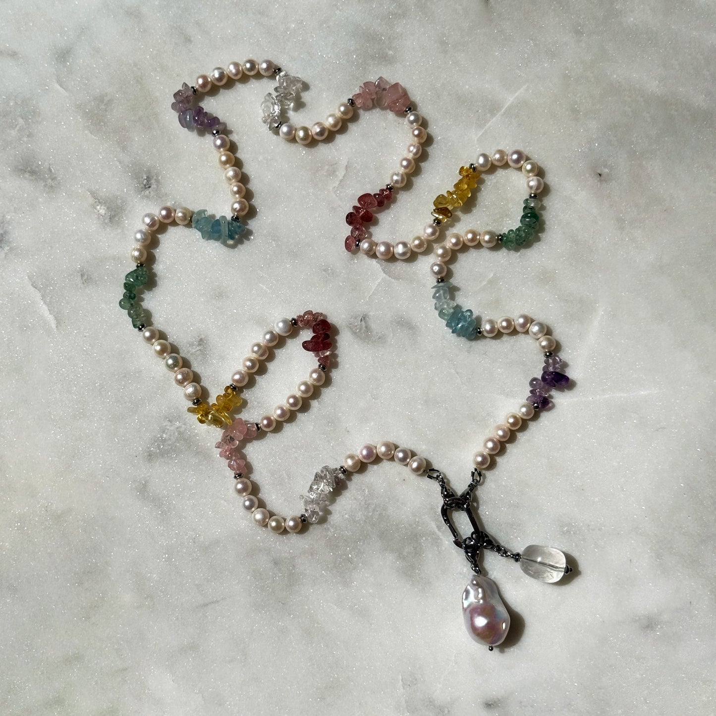 Rainbow Pearl Chakra Necklace