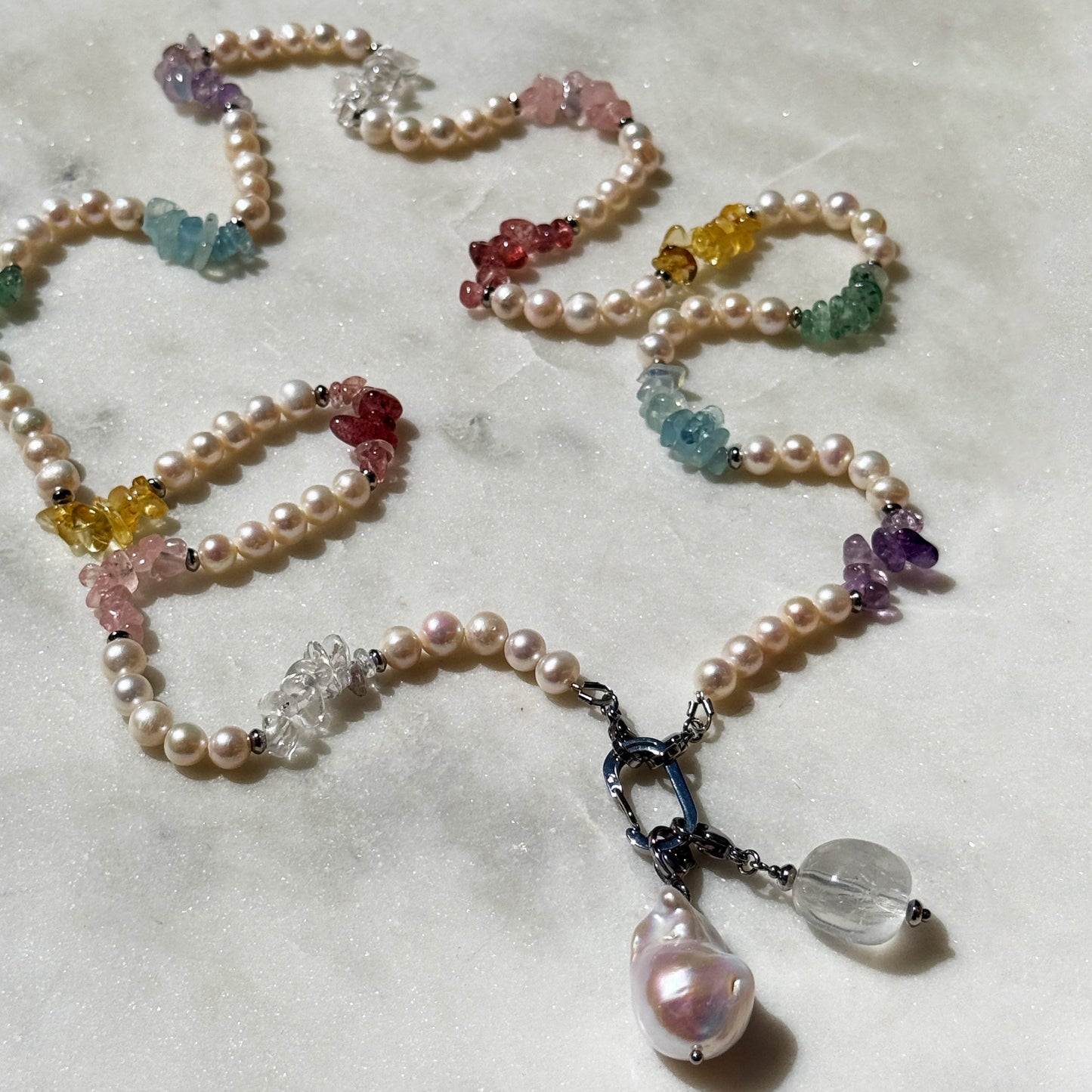 Rainbow Pearl Chakra Necklace