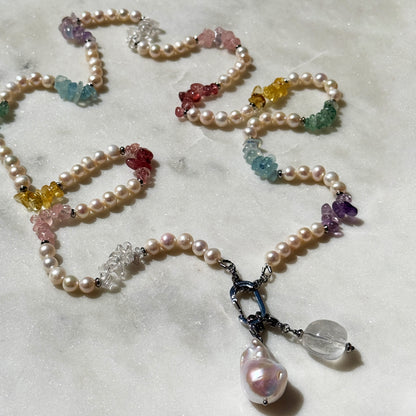 Rainbow Pearl Chakra Necklace