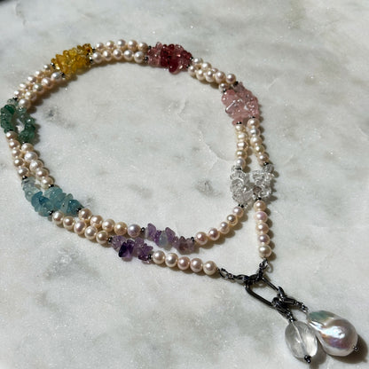 Rainbow Pearl Chakra Necklace