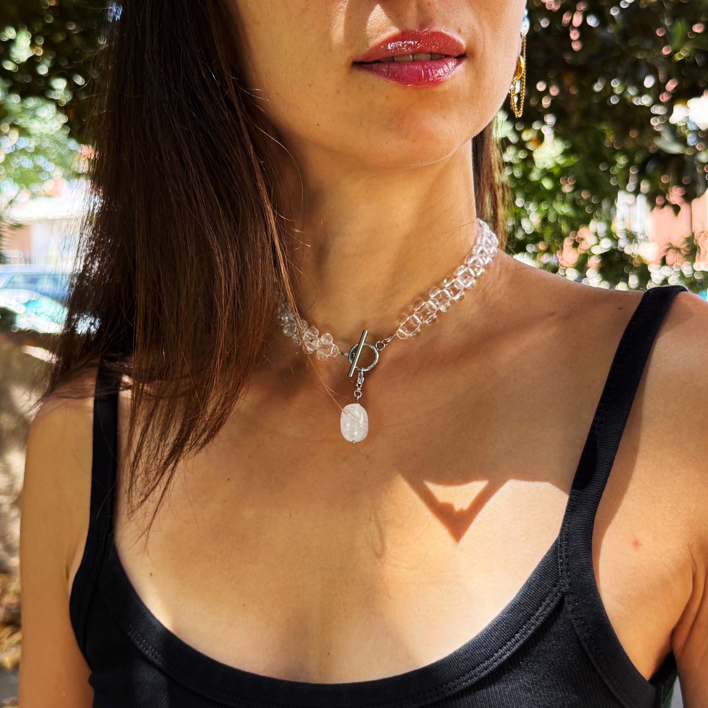 Rhinestone Choker with Removable Pendant