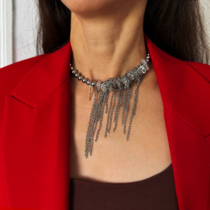 Rock Crystal And Steel Necklace