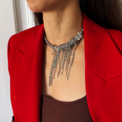 Rock Crystal And Steel Necklace