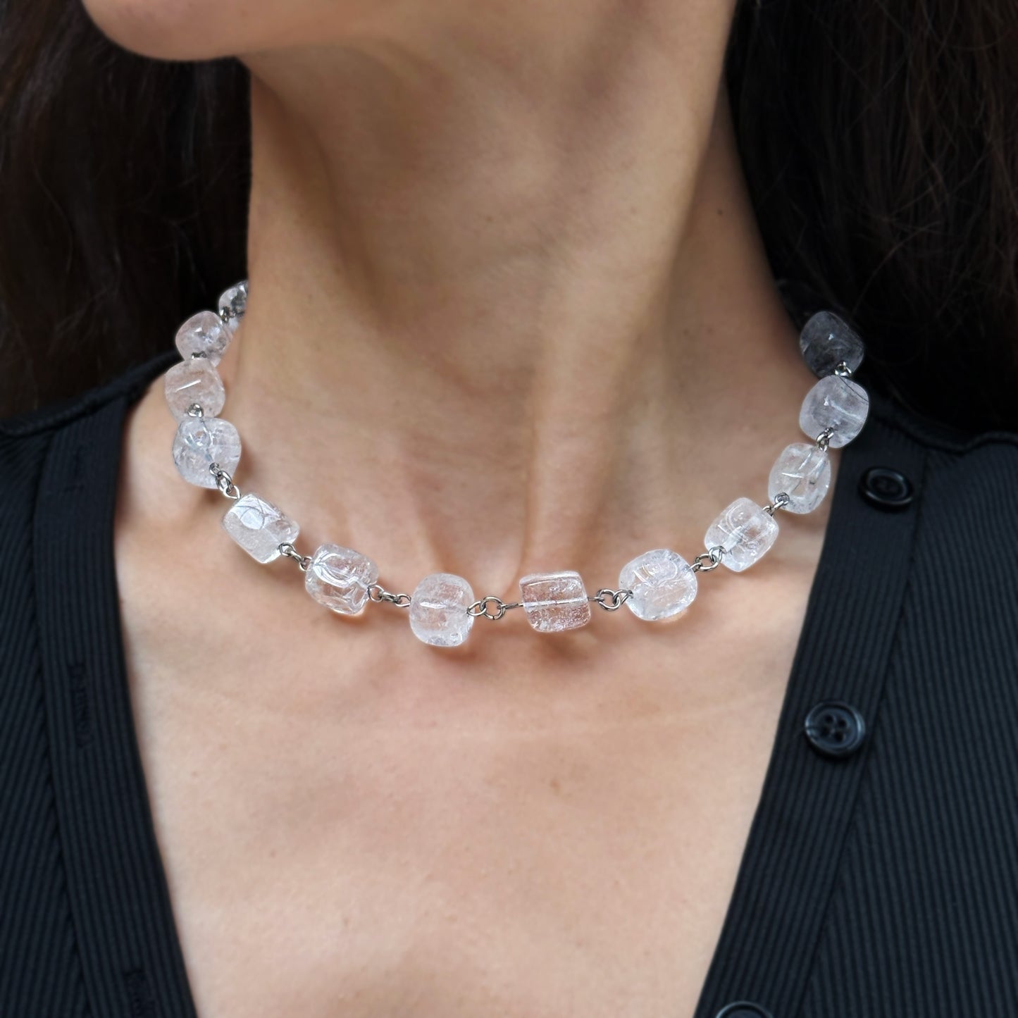 Rock Crystal Cube Necklace