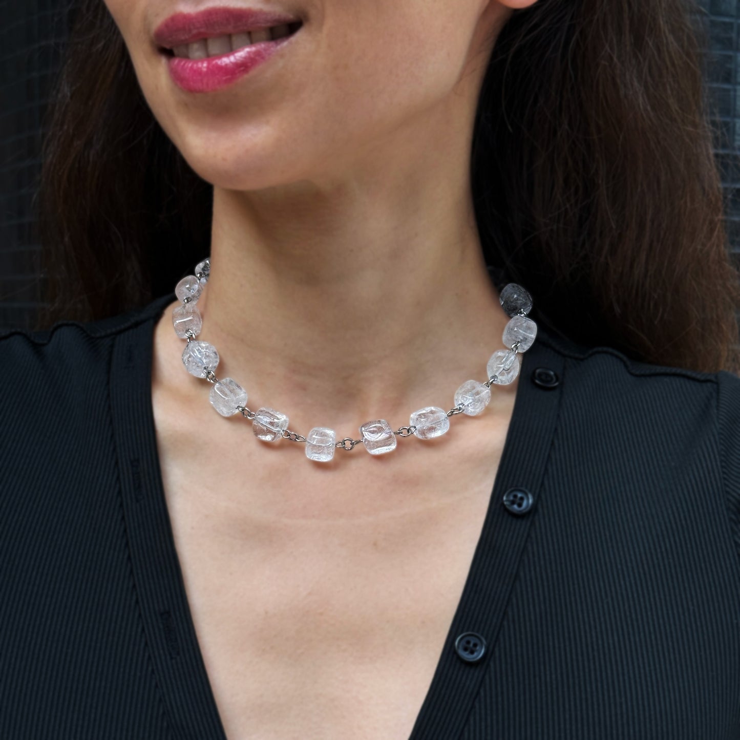Rock Crystal Cube Necklace