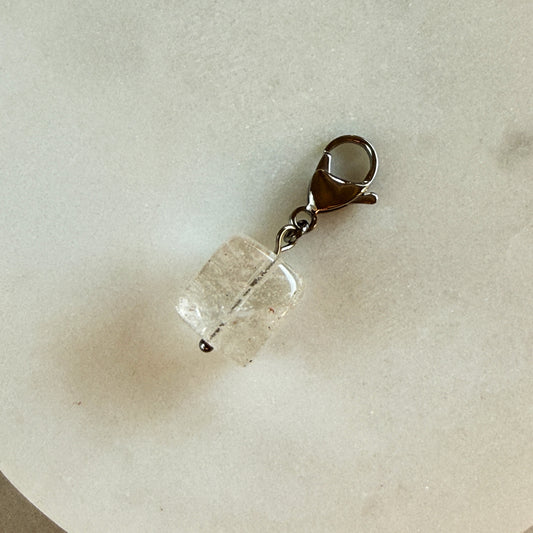 Rock Crystal Cube Pendant Silver