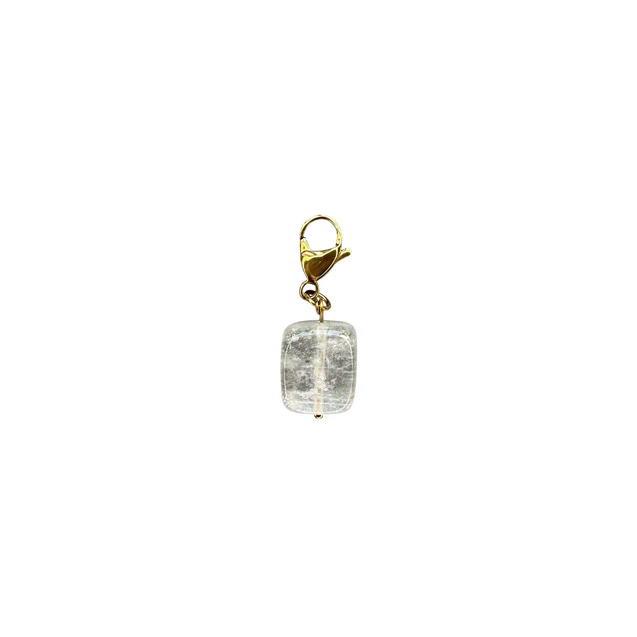 Rock Crystal Cube Pendant Gold