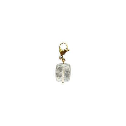 Rock Crystal Cube Pendant Gold