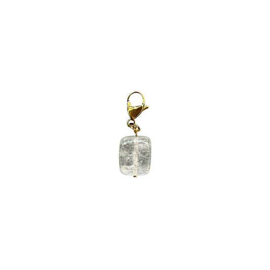 Rock Crystal Cube Pendant Gold