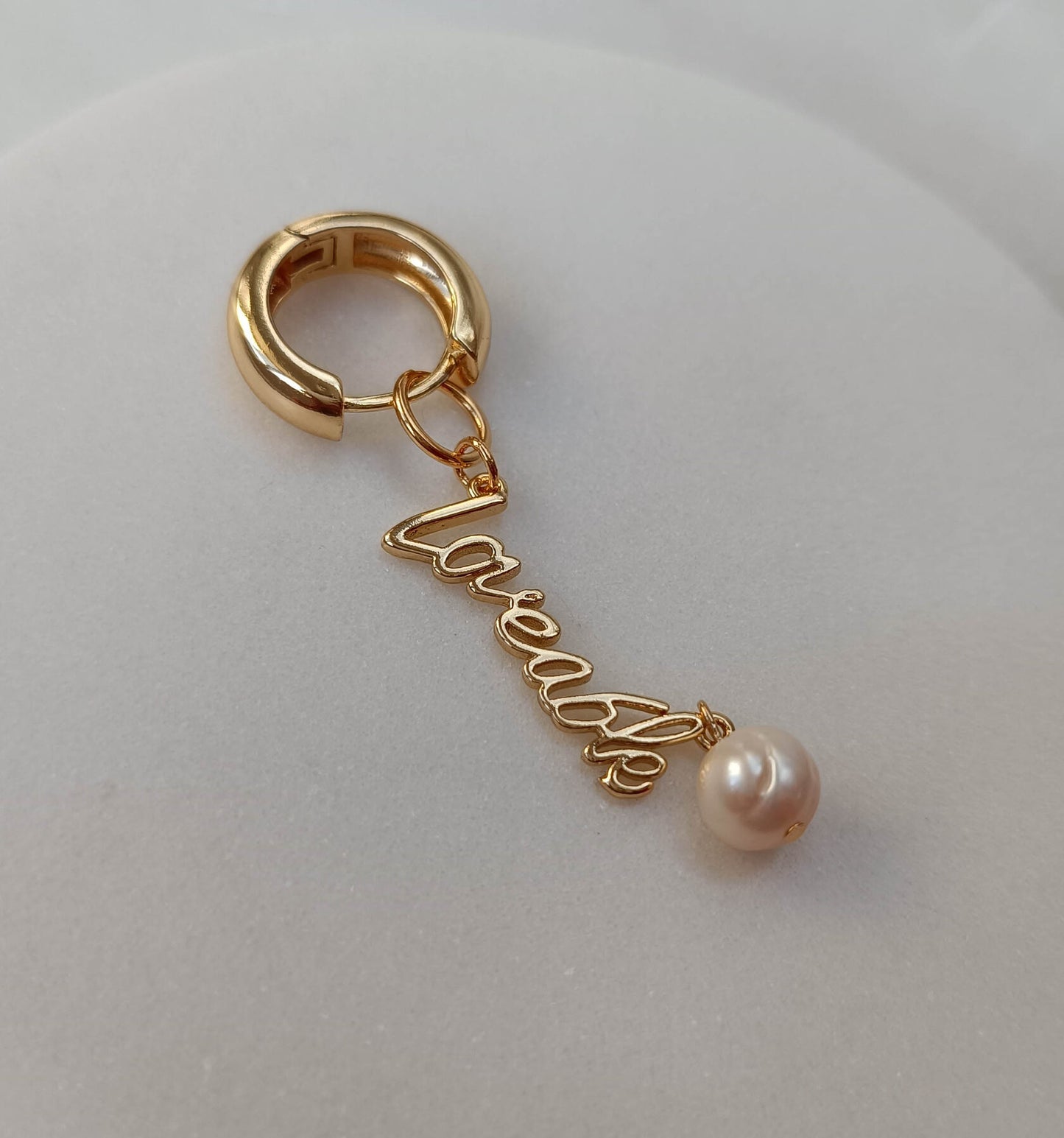 Serene Pearl Script Charm
