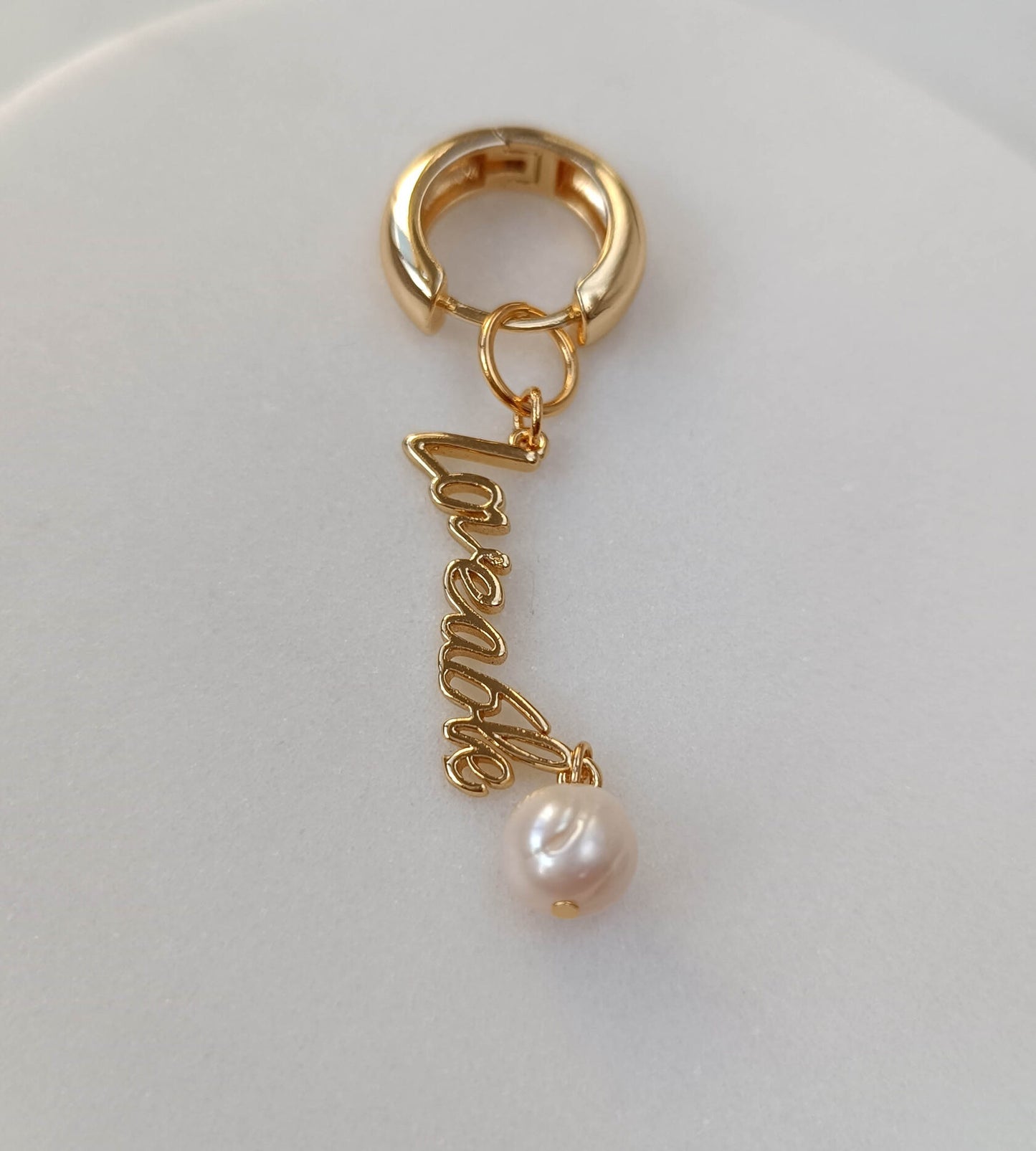 Serene Pearl Script Charm