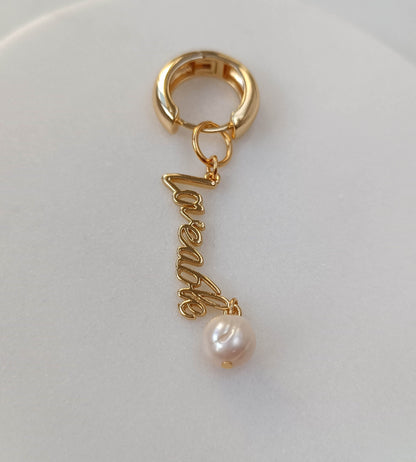 Serene Pearl Script Charm
