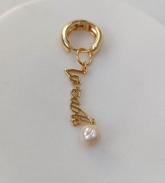 Serene Pearl Script Charm