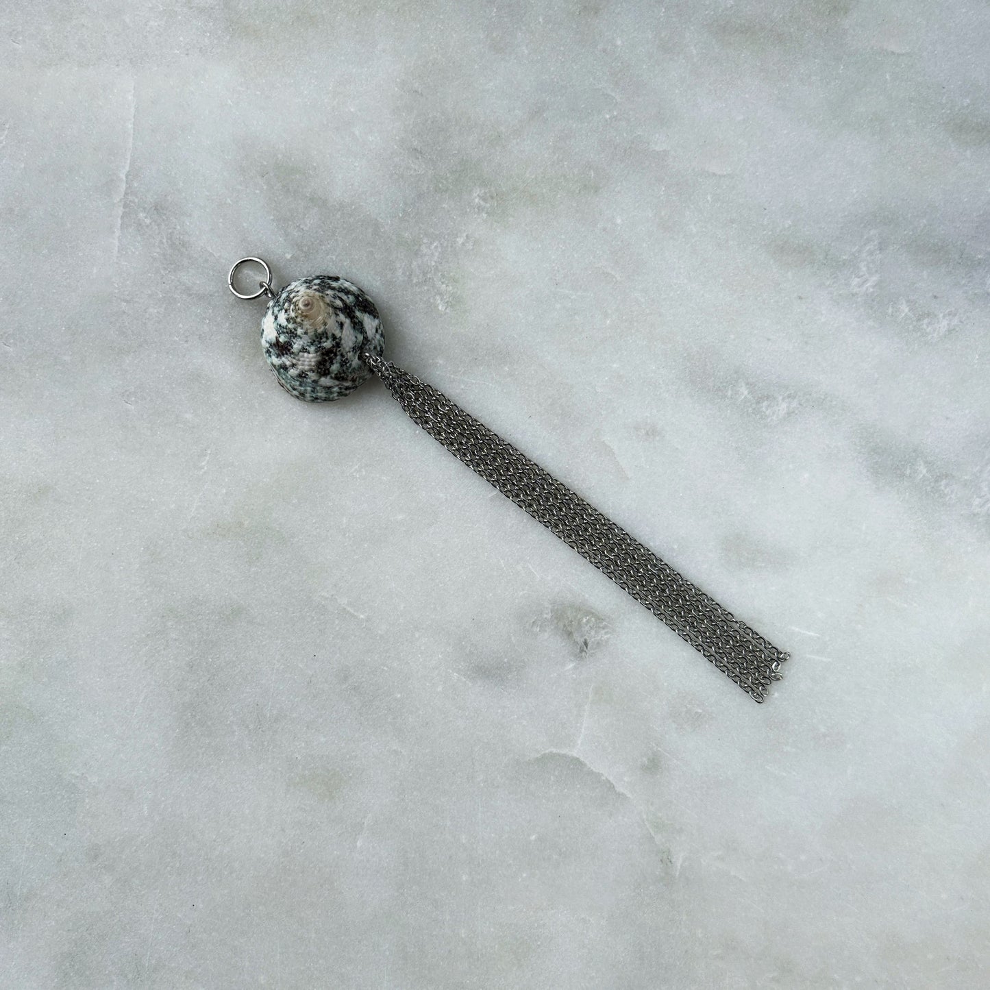 Shell Pendant With Fringe In Silver