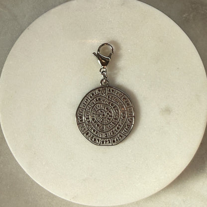 Silver Aztec Calendar Coin Pendant