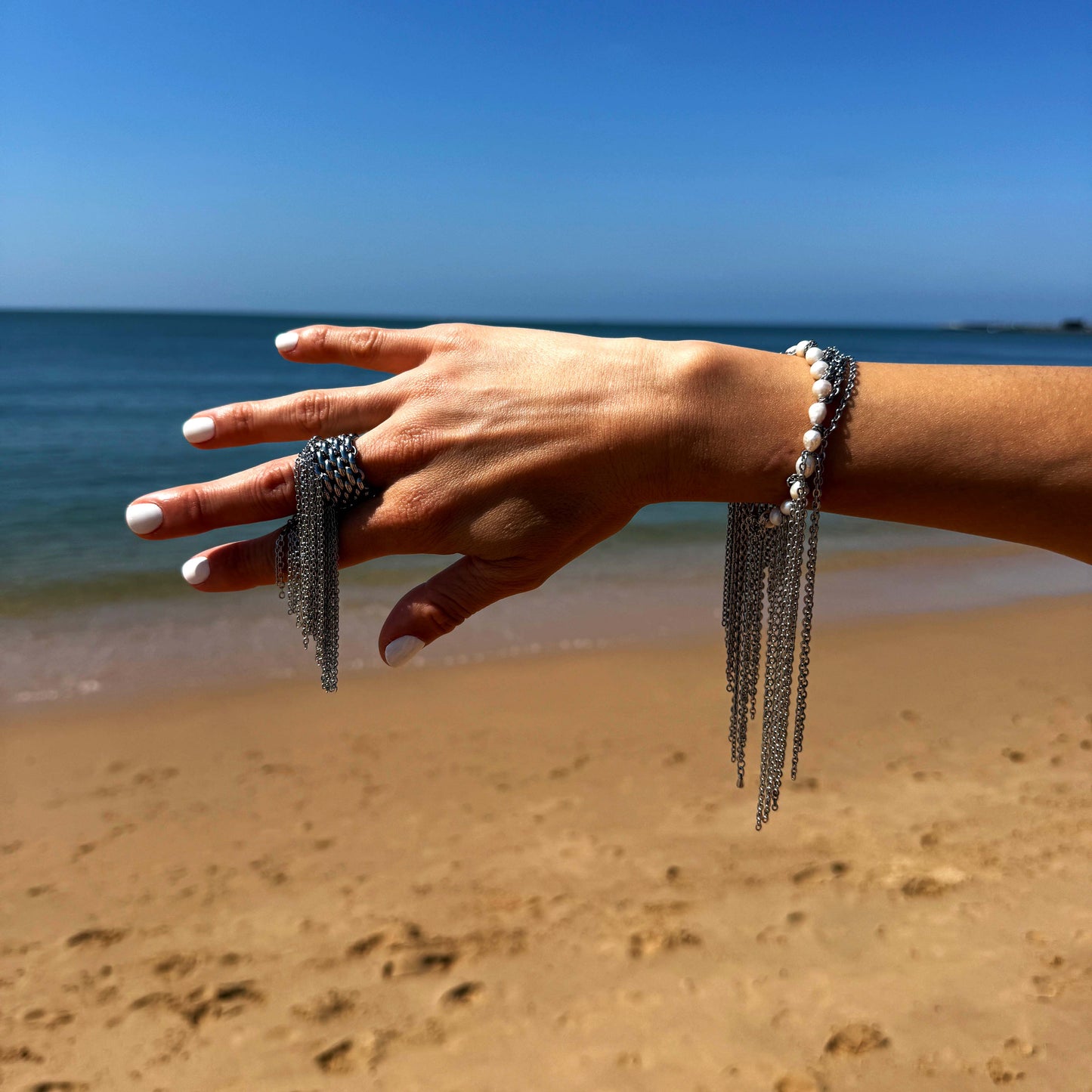 Gold Chainmail Ring With Fringe