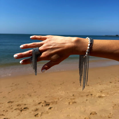 Gold Chainmail Ring With Fringe