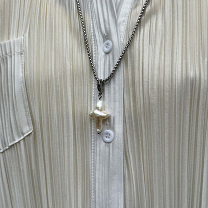 Silver Long Engraved Pendant Chain
