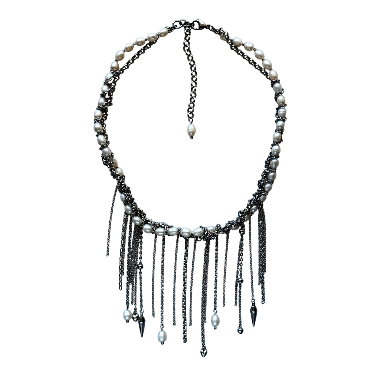 White Pearl Rain Necklace