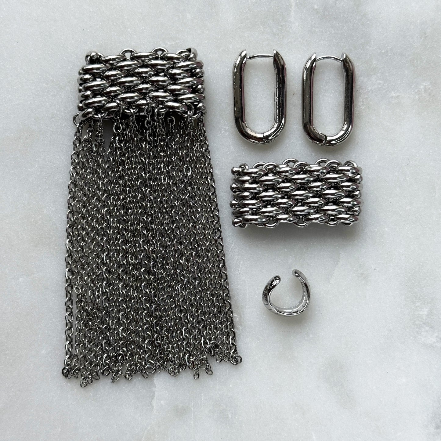 Silver Set - Pearl Heart