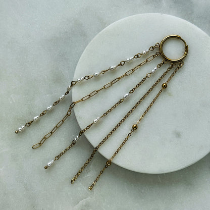 Single Earring Pearl And Fringe