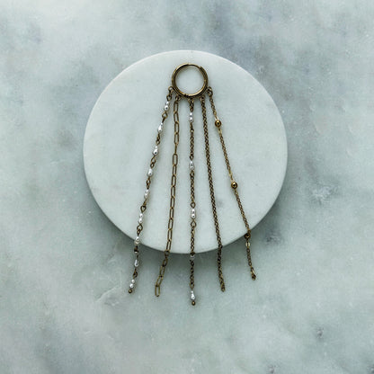 Single Earring Pearl And Fringe