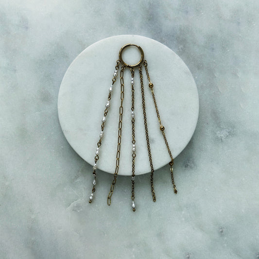 Single Earring Pearl And Fringe