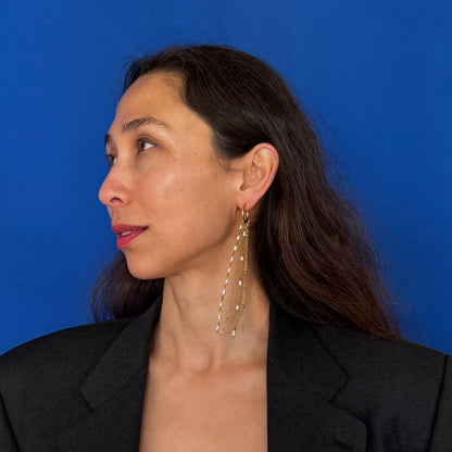 Single Earring Pearl And Fringe