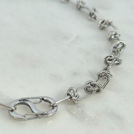 Sleek Nautical Silver Steel Necklace